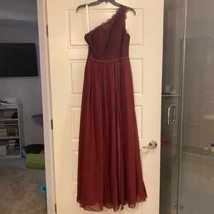 Azazie bridesmaid off the shoulder dress